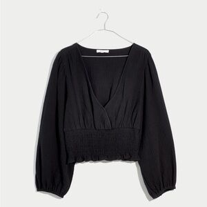 Lightspun Julianne Smocked-Waist Top / MEDIUM / TRUE BLACK